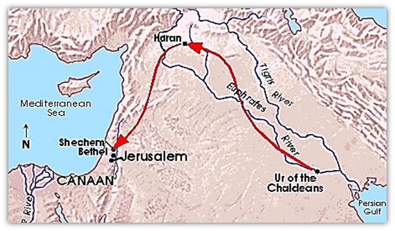 kaart van Abraham se reis
