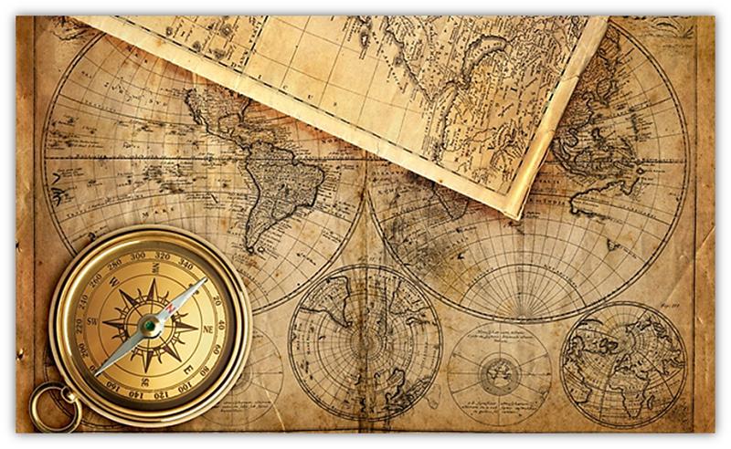 kaart en kompas